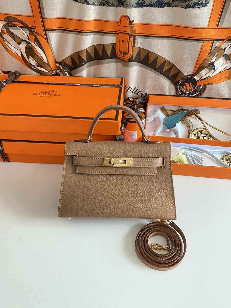 Hermès Kelly II Sellier Mini 2024 Light Brown Goatskins Leather Gold