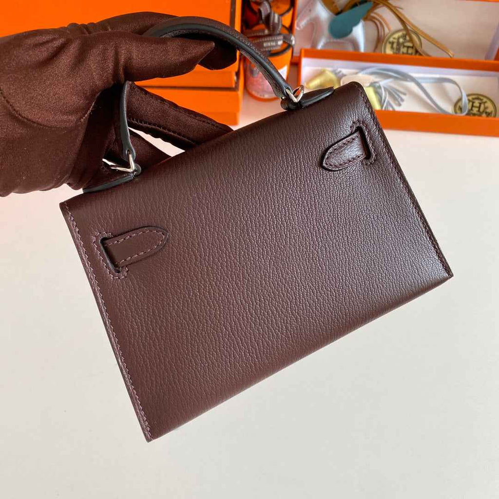 Hermès Kelly II Sellier Mini 2024 Brown Goatskins Leather Silver
