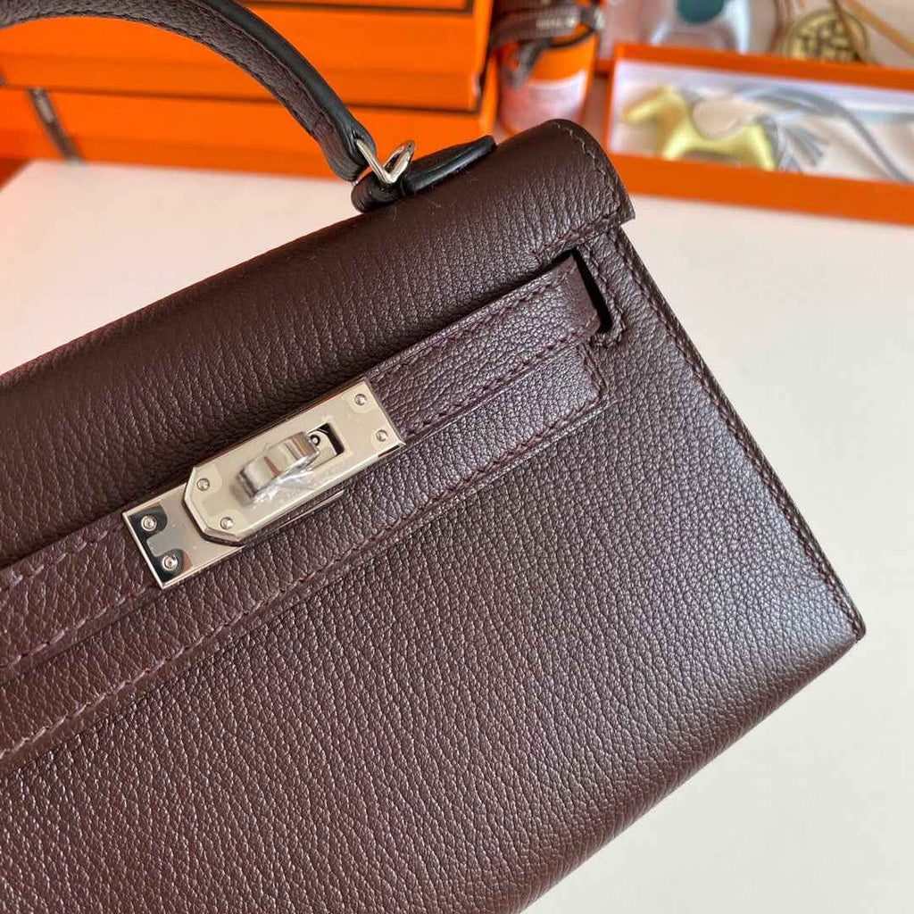 Hermès Kelly II Sellier Mini 2024 Brown Goatskins Leather Silver
