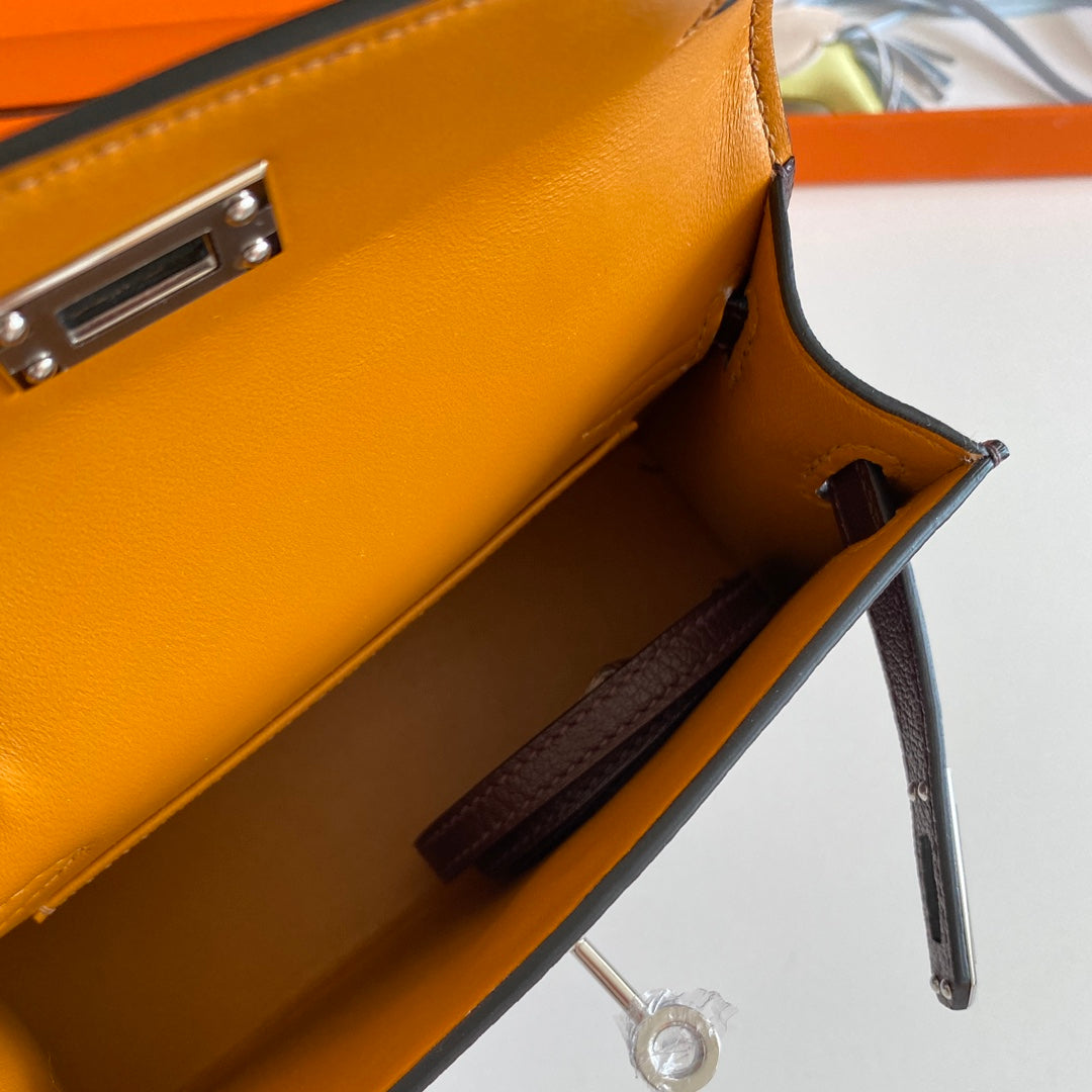 Hermès Kelly II Sellier Mini 2024 Brown Goatskins Leather Silver