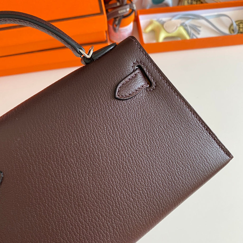 Hermès Kelly II Sellier Mini 2024 Brown Goatskins Leather Silver