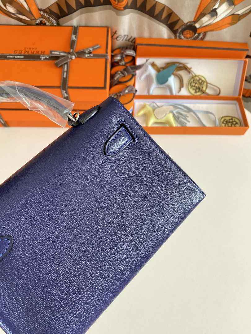 Hermès Kelly II Sellier Mini 2024 Navy Blue Goatskins Leather Silver
