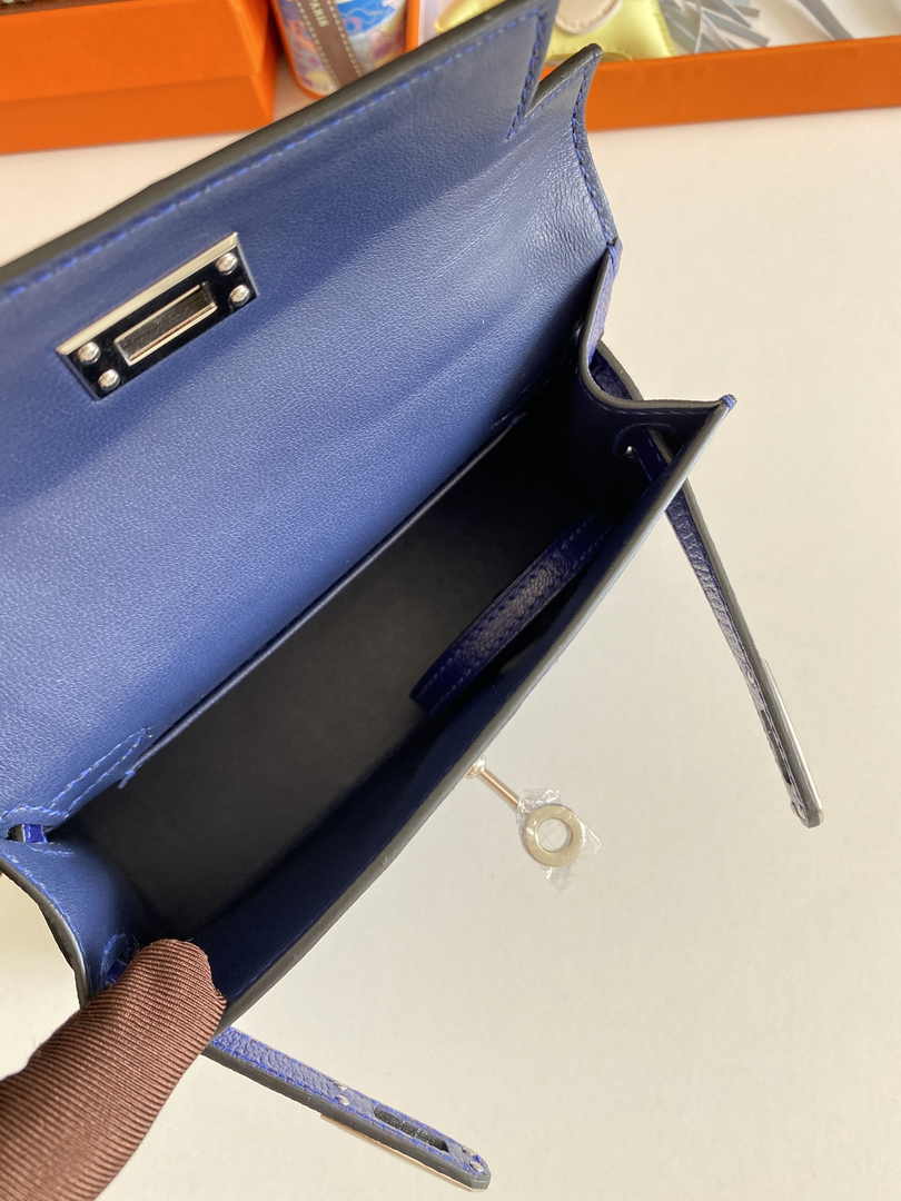 Hermès Kelly II Sellier Mini 2024 Navy Blue Goatskins Leather Silver