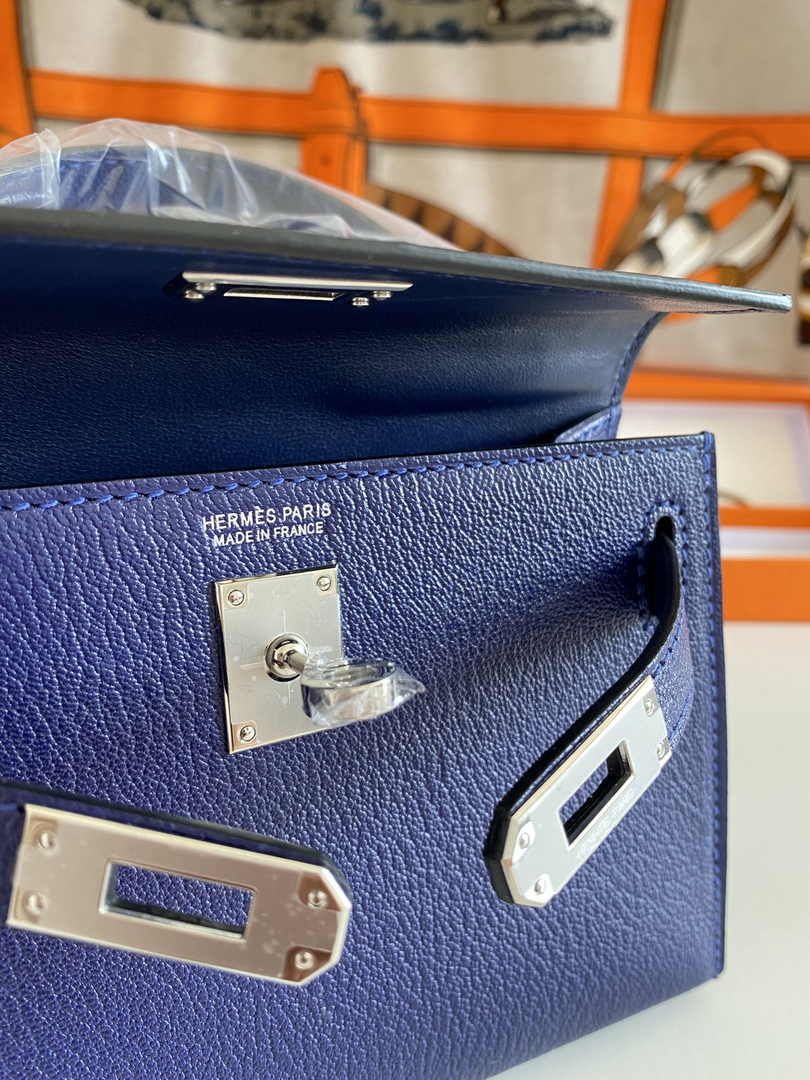 Hermès Kelly II Sellier Mini 2024 Navy Blue Goatskins Leather Silver