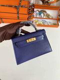 Hermès Kelly II Sellier Mini 2024 Navy Blue Goatskins Leather Gold