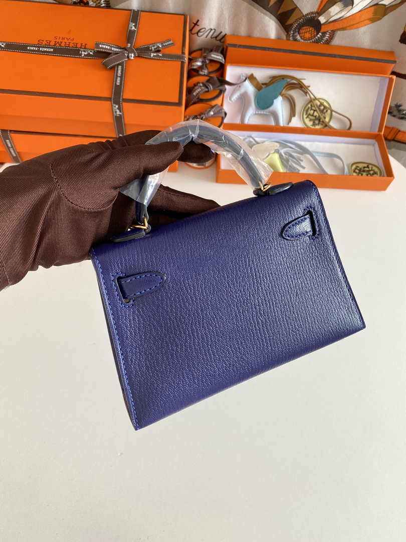 Hermès Kelly II Sellier Mini 2024 Navy Blue Goatskins Leather Gold