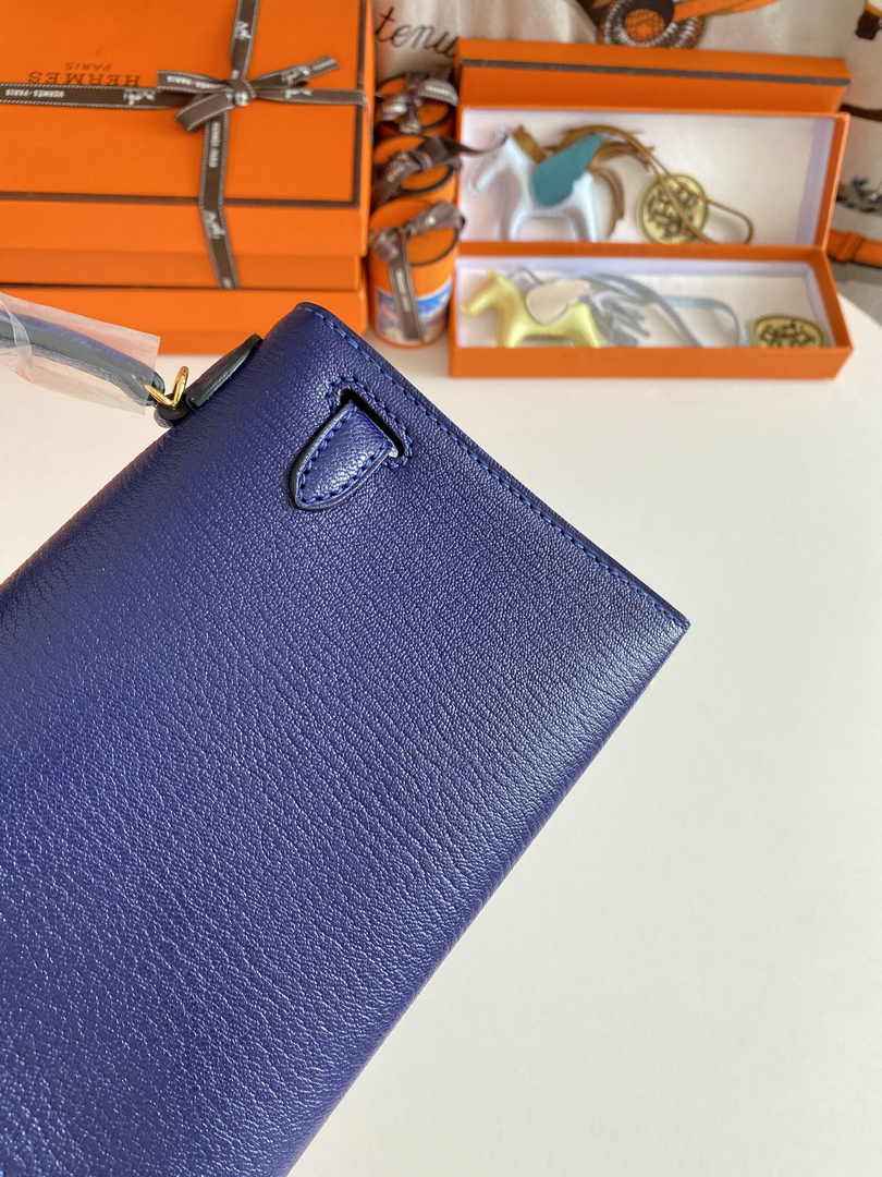 Hermès Kelly II Sellier Mini 2024 Navy Blue Goatskins Leather Gold