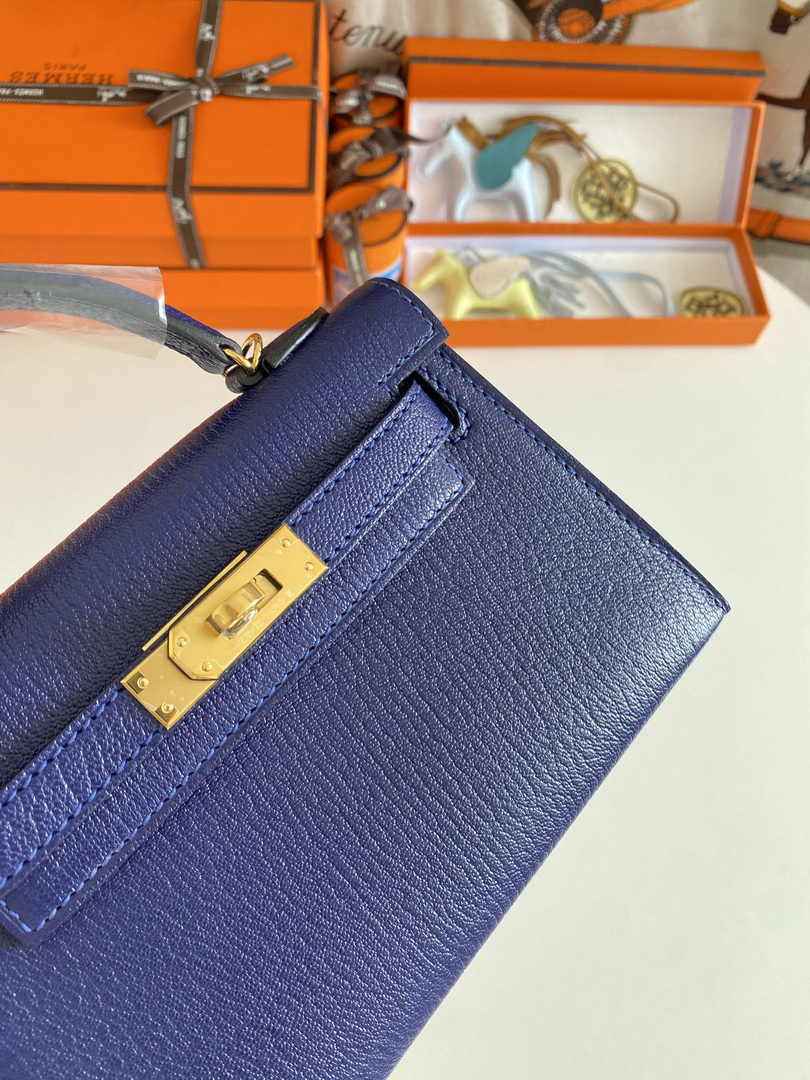 Hermès Kelly II Sellier Mini 2024 Navy Blue Goatskins Leather Gold