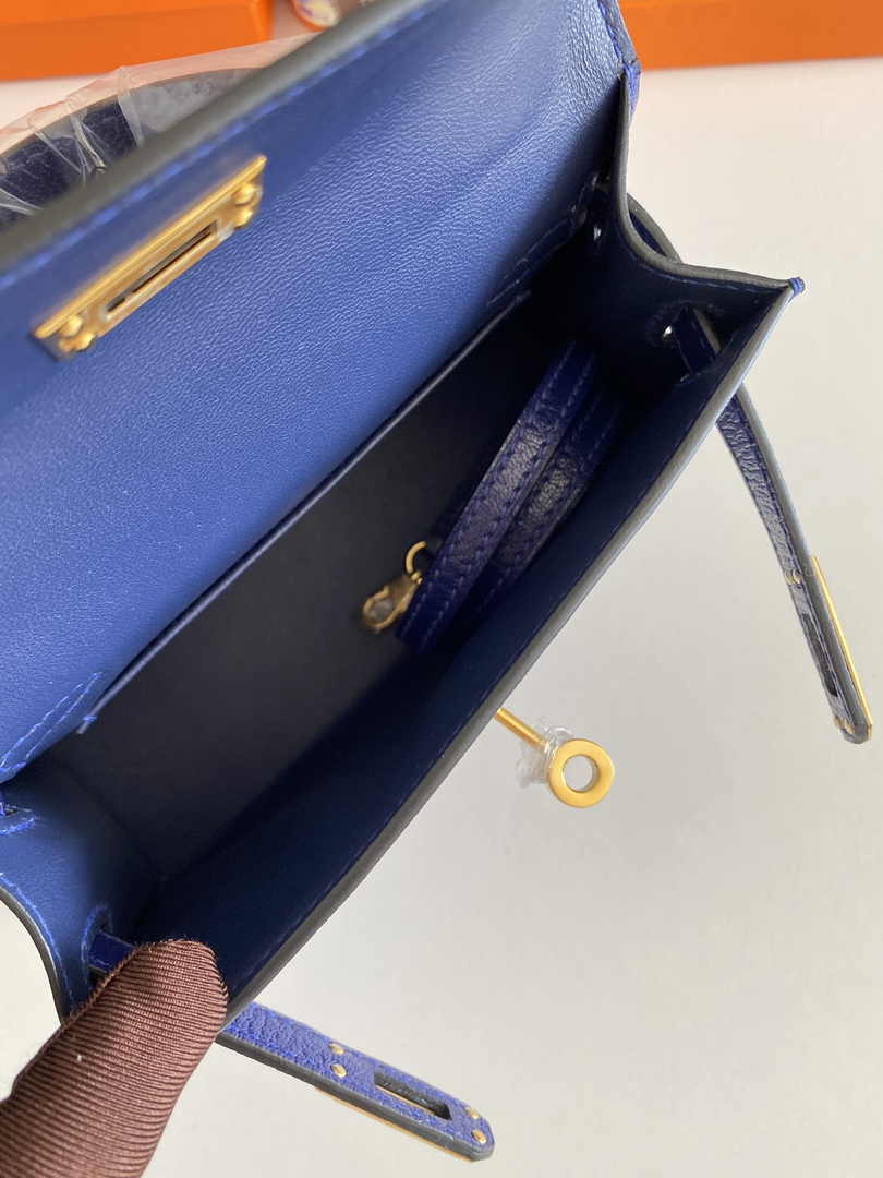 Hermès Kelly II Sellier Mini 2024 Navy Blue Goatskins Leather Gold