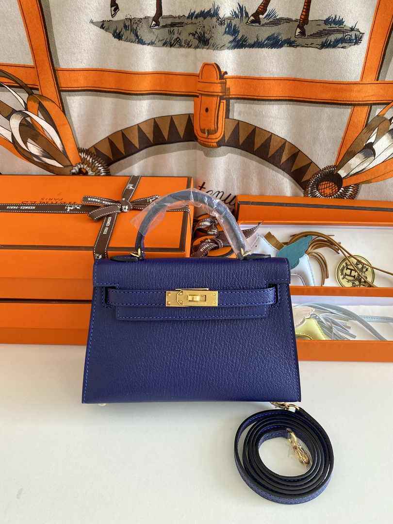 Hermès Kelly II Sellier Mini 2024 Navy Blue Goatskins Leather Gold