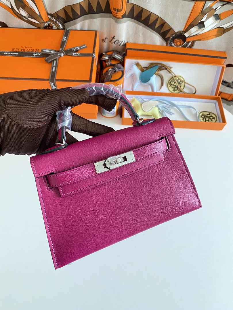 Hermès Kelly II Sellier Mini 2024 Purple Goatskins Leather Silver