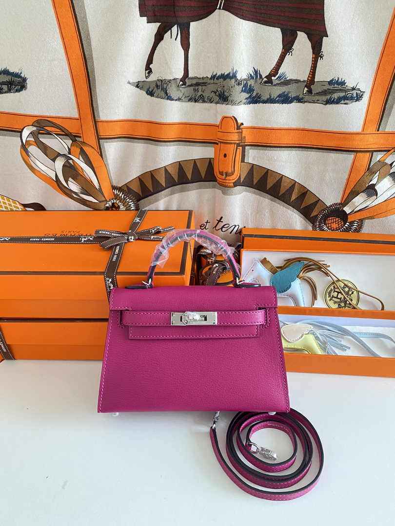 Hermès Kelly II Sellier Mini 2024 Purple Goatskins Leather Silver