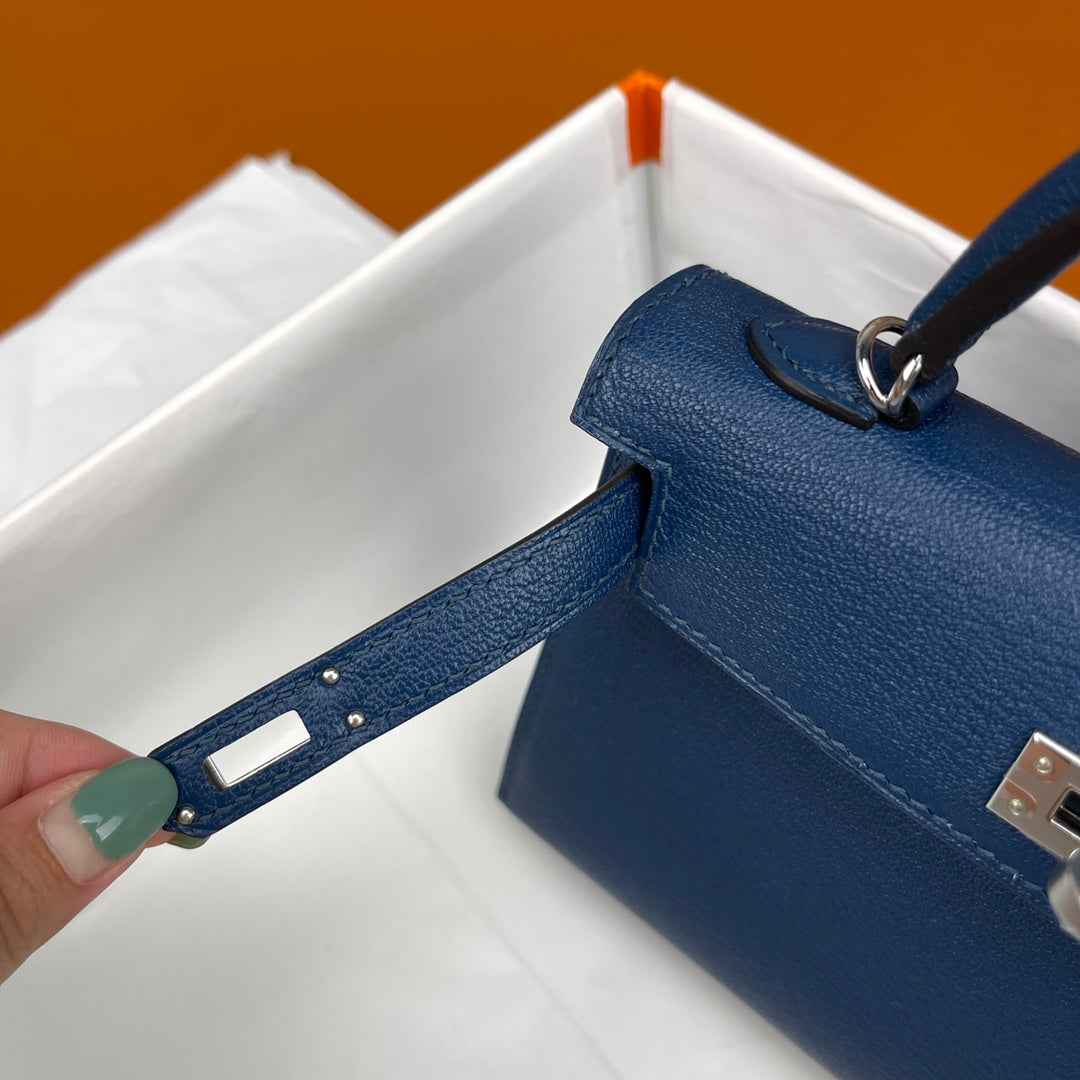 Hermès Kelly II Sellier Mini 2024 Dark Blue Goatskins Leather Silver