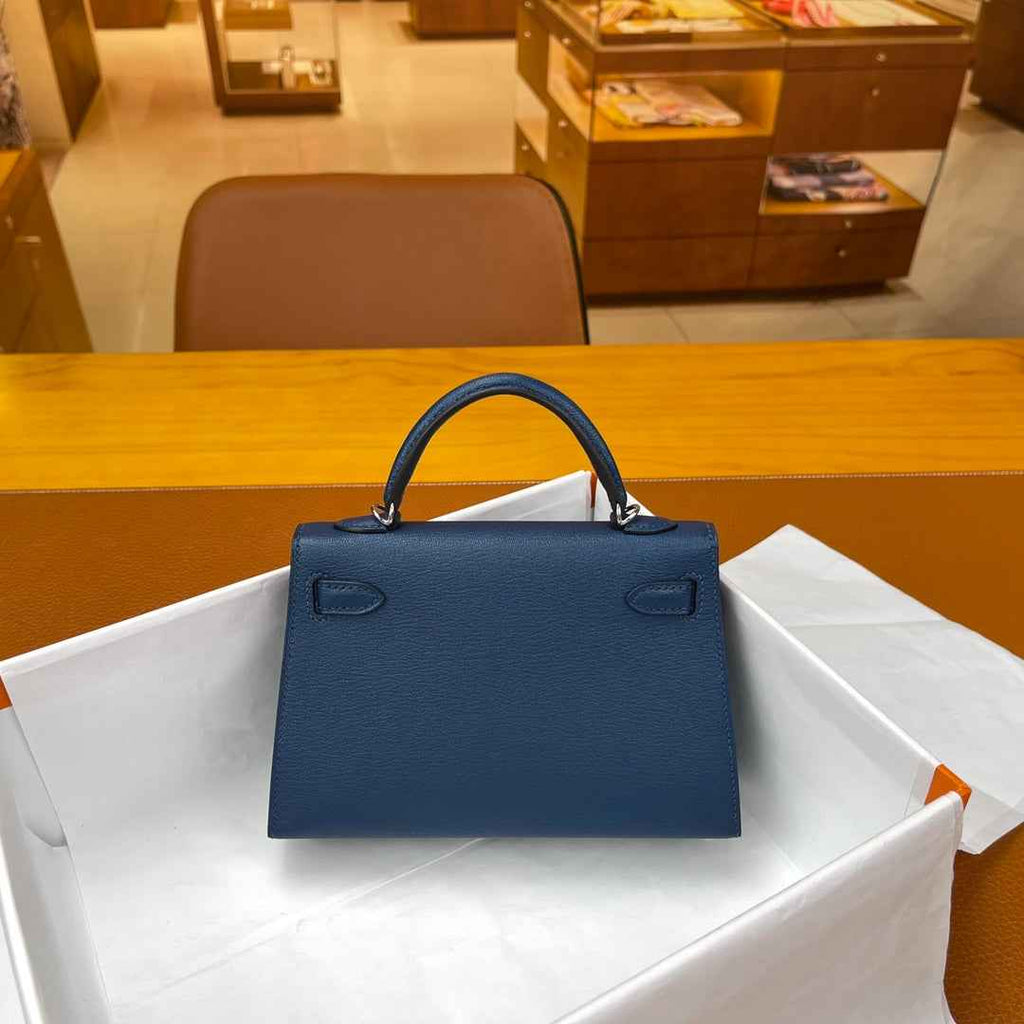 Hermès Kelly II Sellier Mini 2024 Dark Blue Goatskins Leather Silver