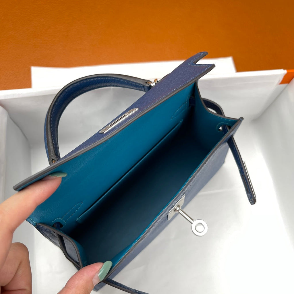 Hermès Kelly II Sellier Mini 2024 Dark Blue Goatskins Leather Silver