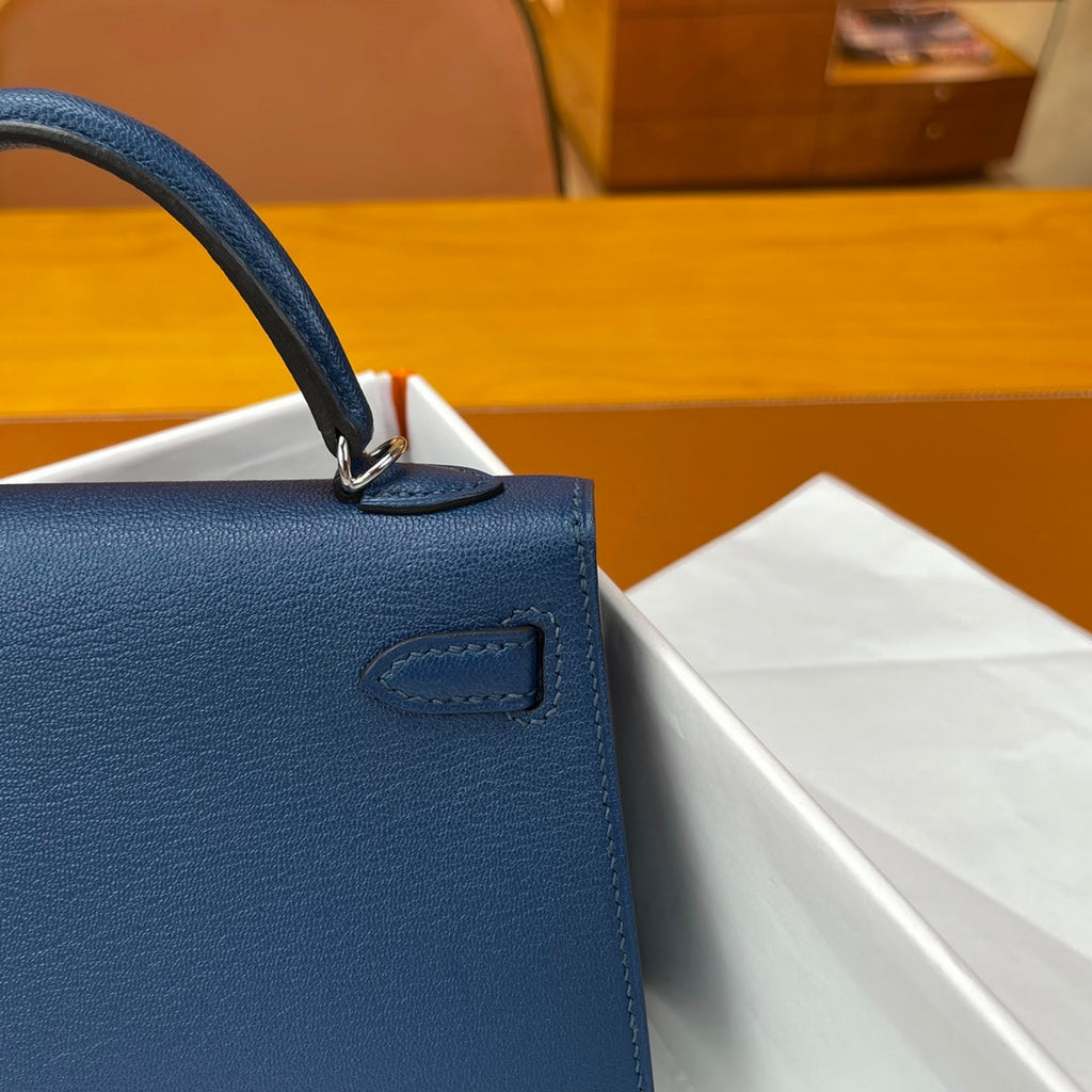 Hermès Kelly II Sellier Mini 2024 Dark Blue Goatskins Leather Silver
