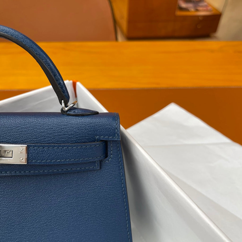 Hermès Kelly II Sellier Mini 2024 Dark Blue Goatskins Leather Silver