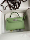 Hermès Kelly II Sellier Mini 2024 Green Goatskins Leather Silver