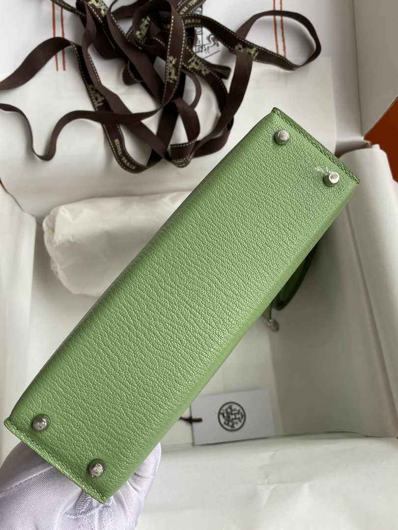 Hermès Kelly II Sellier Mini 2024 Green Goatskins Leather Silver