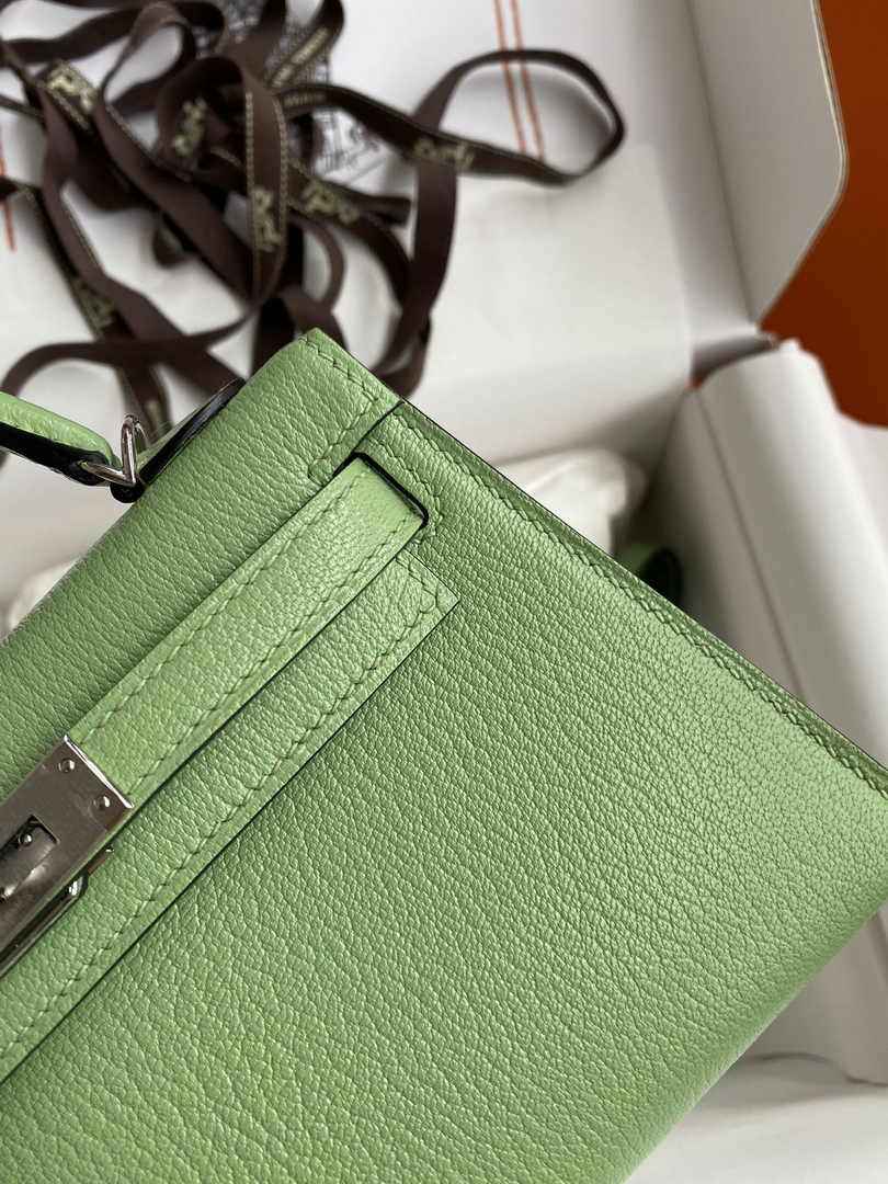 Hermès Kelly II Sellier Mini 2024 Green Goatskins Leather Silver