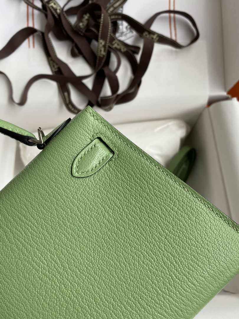 Hermès Kelly II Sellier Mini 2024 Green Goatskins Leather Silver