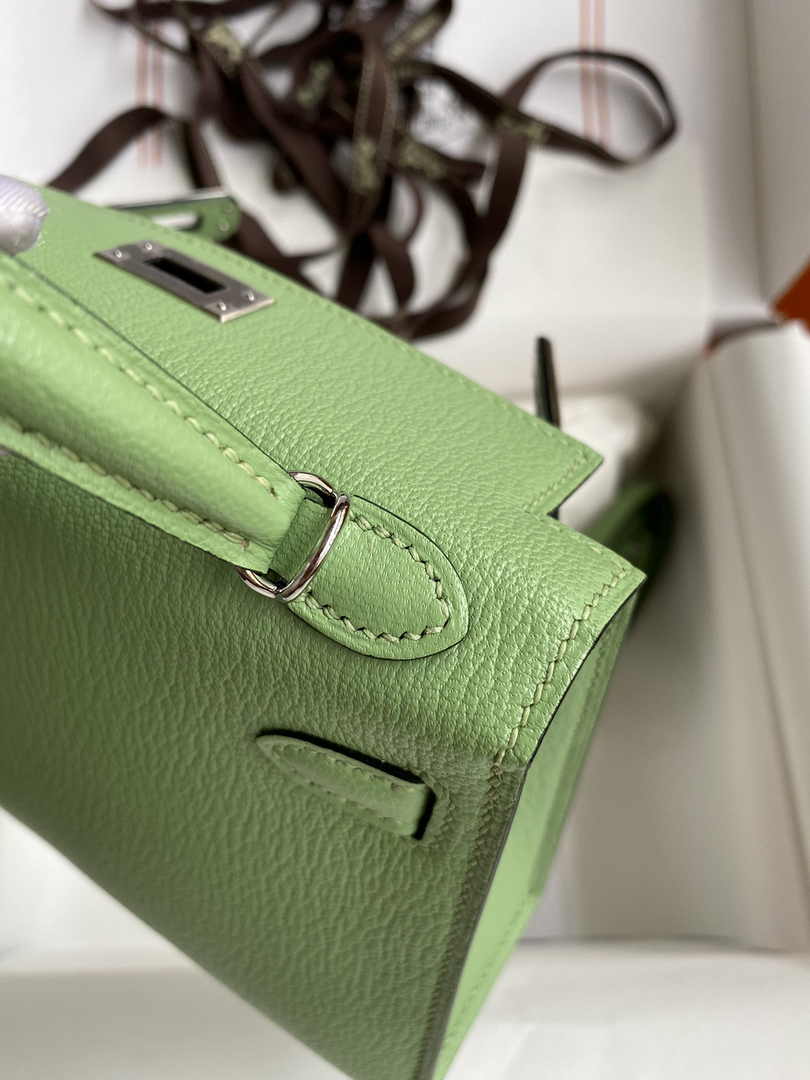 Hermès Kelly II Sellier Mini 2024 Green Goatskins Leather Silver