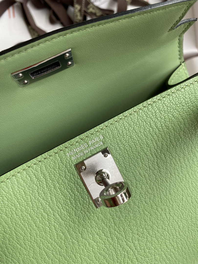 Hermès Kelly II Sellier Mini 2024 Green Goatskins Leather Silver