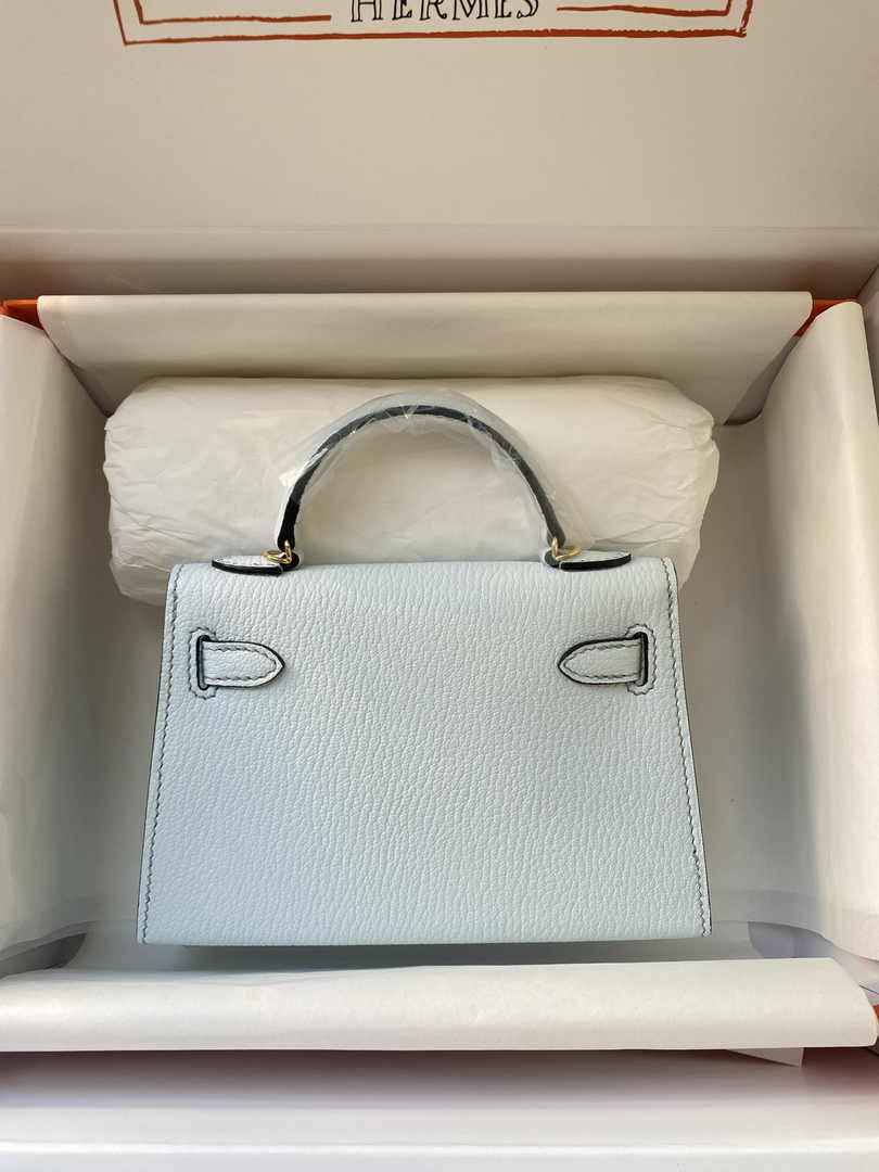 Hermès Kelly II Sellier Mini 2024 Light Blue Goatskins Leather Gold