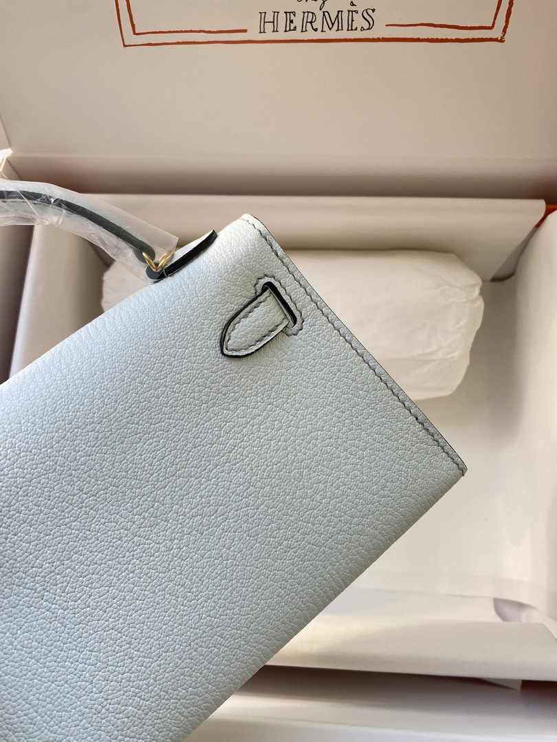 Hermès Kelly II Sellier Mini 2024 Light Blue Goatskins Leather Gold