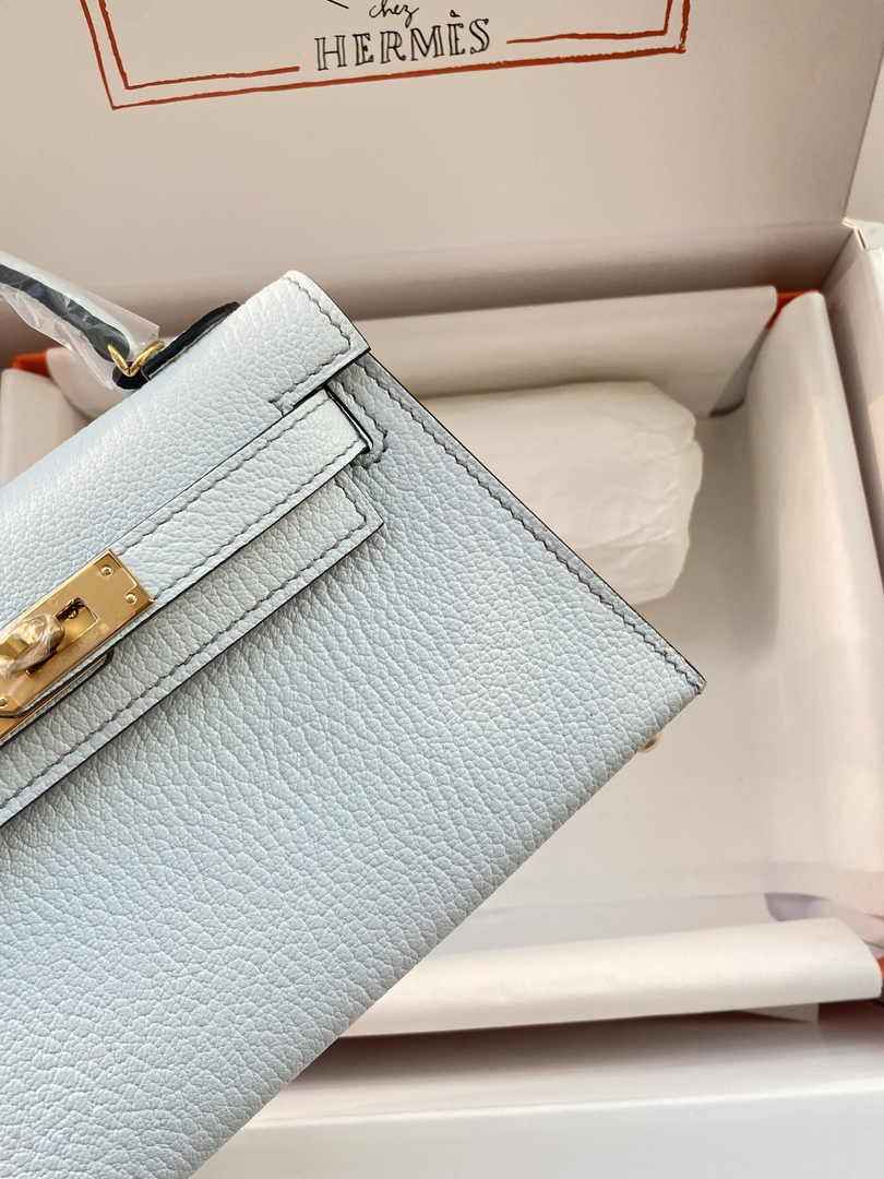 Hermès Kelly II Sellier Mini 2024 Light Blue Goatskins Leather Gold