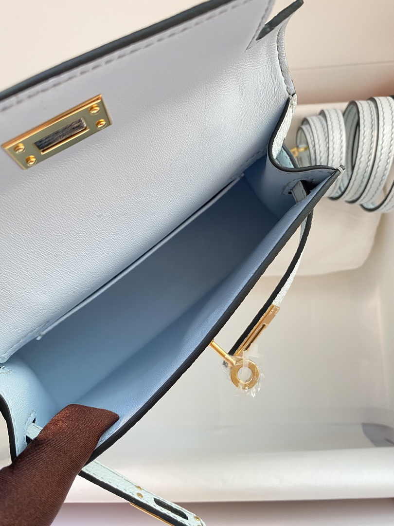Hermès Kelly II Sellier Mini 2024 Light Blue Goatskins Leather Gold