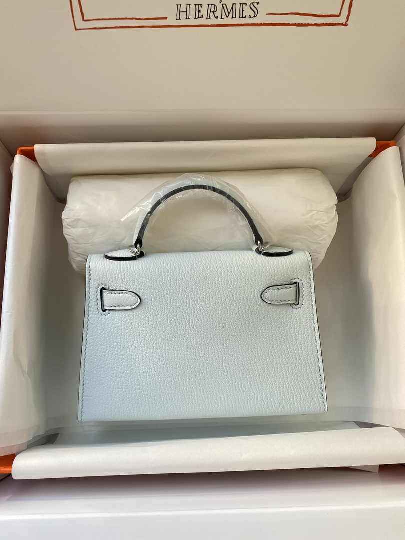 Hermès Kelly II Sellier Mini 2024 Light Blue Goatskins Leather Silver