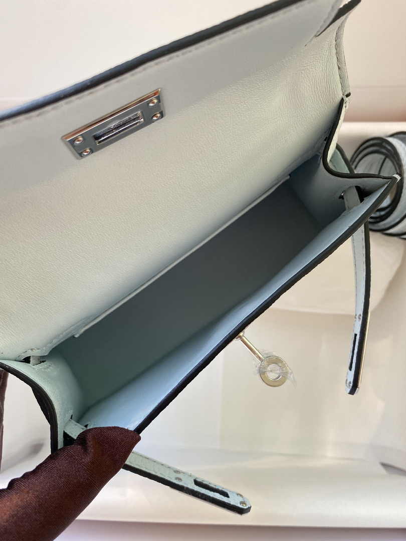 Hermès Kelly II Sellier Mini 2024 Light Blue Goatskins Leather Silver