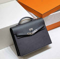 Hermès Kelly Messenger Bag Togo leather Silver hardware 34cm Black