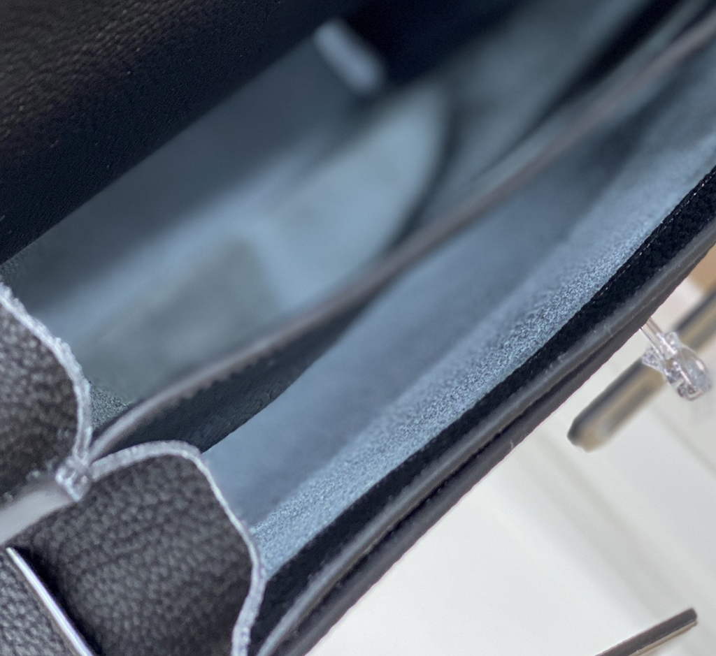 Hermès Kelly Messenger Bag Togo leather Silver hardware 34cm Black