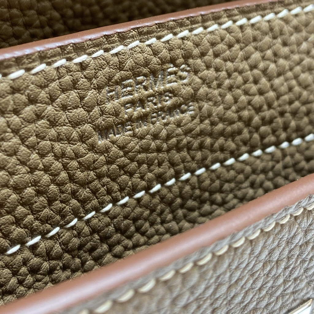 Hermès Kelly Messenger Bag Togo leather Silver hardware 34cm Gray