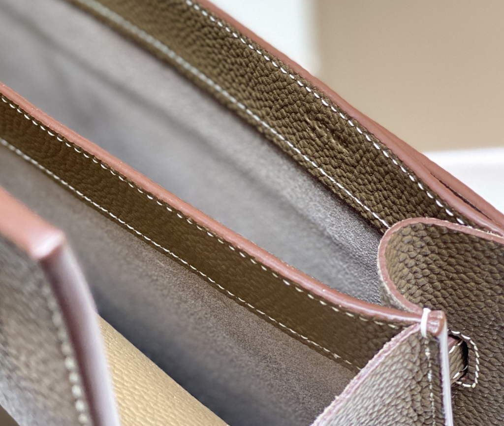 Hermès Kelly Messenger Bag Togo leather Silver hardware 34cm Gray
