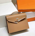 Hermès Kelly Messenger Bag Togo leather Silver hardware 34cm Light Brown