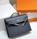 Hermès Kelly Messenger Bag Togo leather Silver hardware 38cm Black