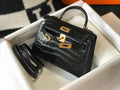 Hermes Kelly Mini II Bag 19 Black Crocodile Leather with Gold Hardware