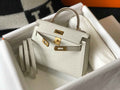 Hermes Kelly Mini II Bag 19 white Crocodile Leather with Gold Hardware