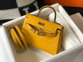 Hermes Kelly Mini II Bag 19 Yellow Crocodile Leather with Gold Hardware