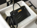 Hermes Kelly Mini II Bag 19 Gold Hardware with Crocodile Leather Black