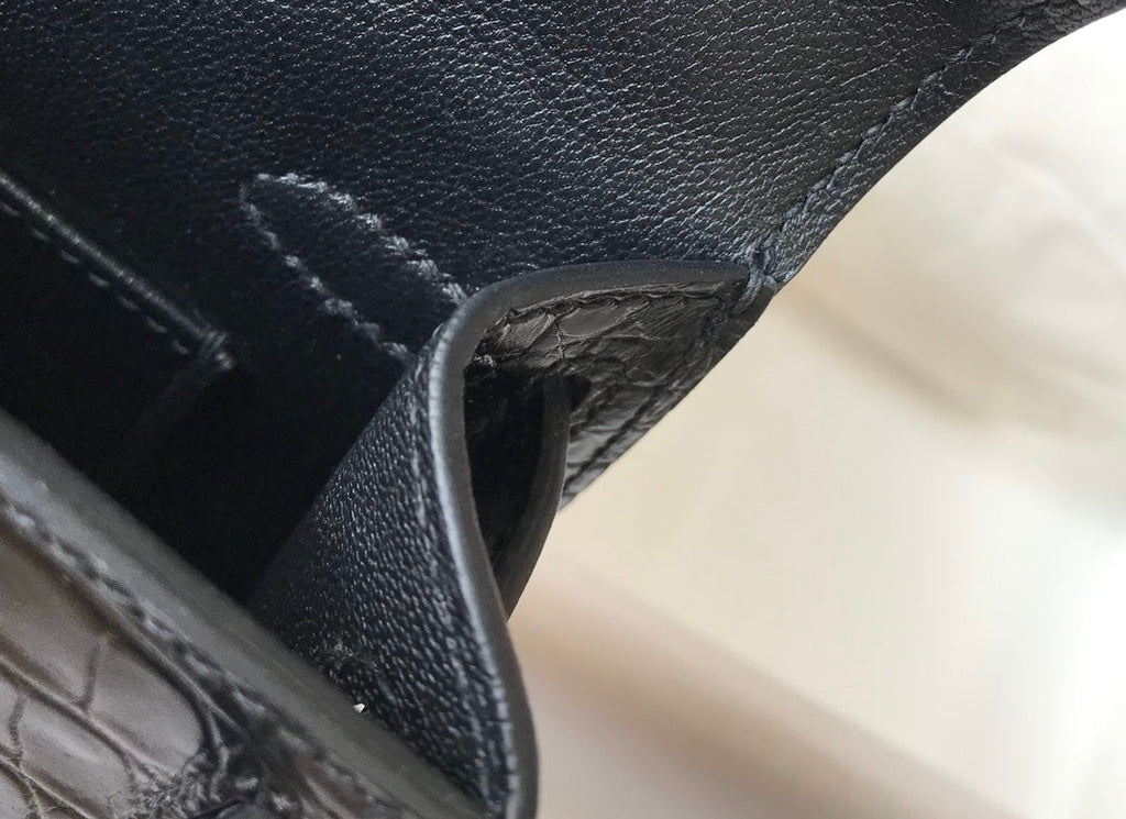 Hermes Kelly Mini II Bag 19 Gold Hardware with Crocodile Leather Black