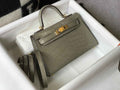 Hermes Kelly Mini II Bag 19 Gray Crocodile Leather with Gold Hardware