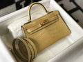 Hermes Kelly Mini II Bag 19 dark beige Crocodile Leather with Gold Hardware