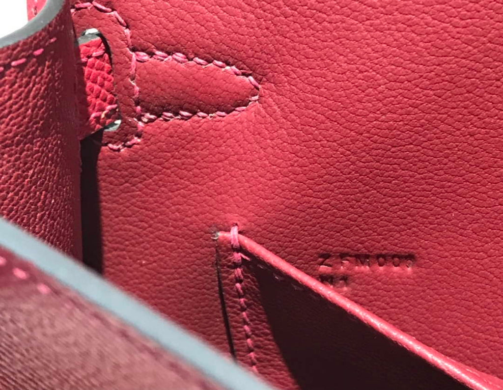 Hermes Kelly Mini II Bag 19 Gold Hardware with Epsom Dark Red