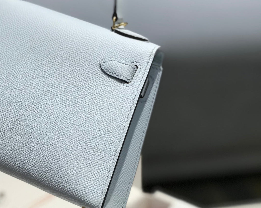 Hermes Kelly Mini II Bag 19 Silver Hardware with Epsom Light Blue