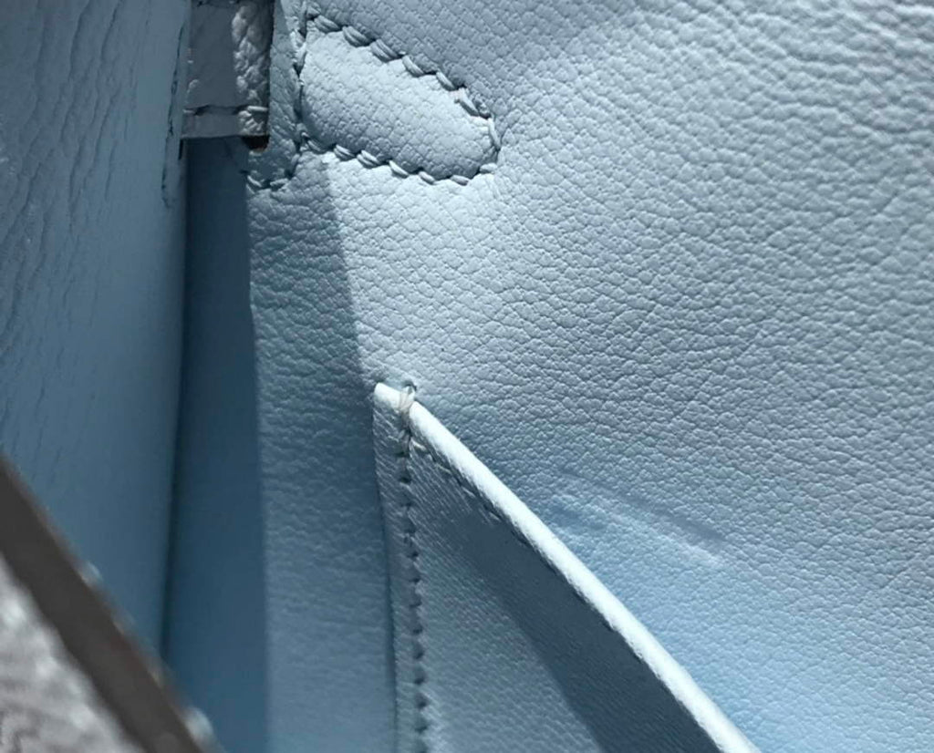 Hermes Kelly Mini II Bag 19 Silver Hardware with Epsom Light Blue