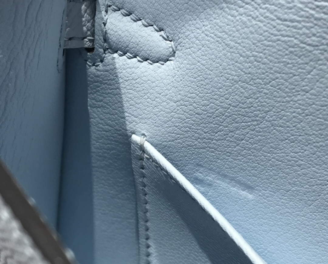 Hermes Kelly Mini II Bag 19 Silver Hardware with Epsom Light Blue